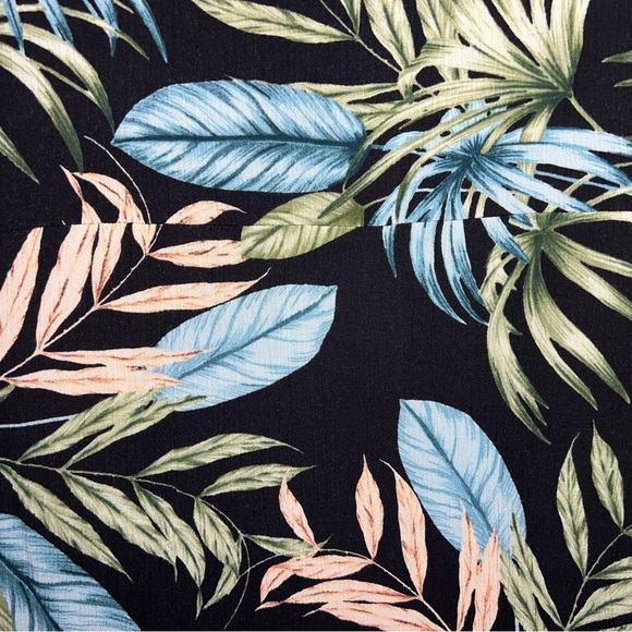 Large Moa Moa Tropical Short Sleeve Stretch Top Hawaiian Womens Button Front - Picture 8 of 12